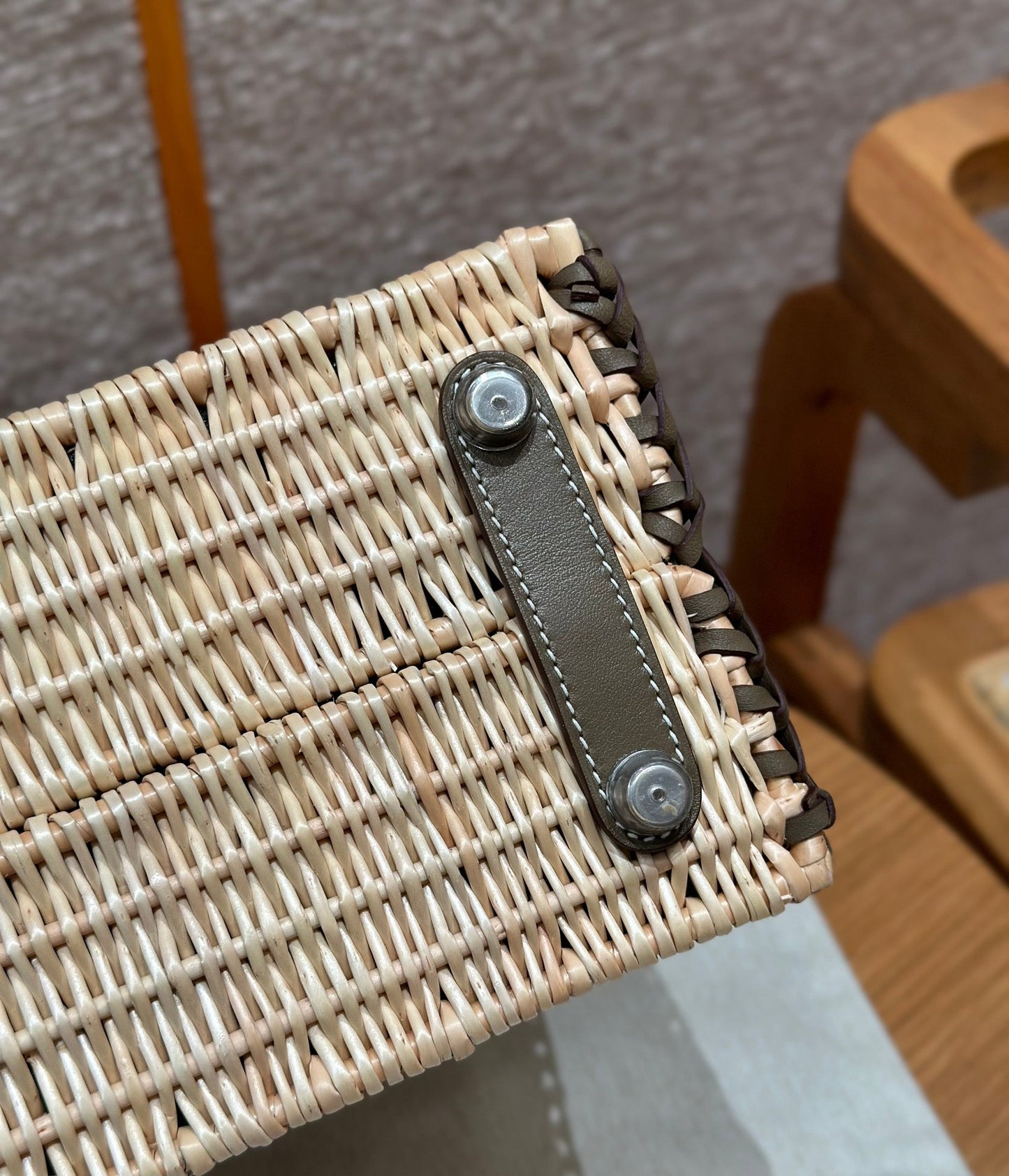 HM BIRKIN 25 CM PICNIC OLIVA BAMBÚ Y RATÁN