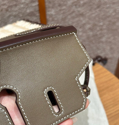 HM BIRKIN 25 CM PICNIC OLIVA BAMBÚ Y RATÁN