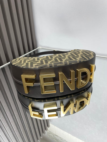 FENDIGRAPHY MEDIUM 29 EN TISSU JACQUARD GURKHA MOTIF FF QUINCAILLERIE DORÉE