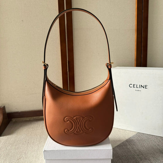 SMALL HELO?SE BAG CUIR 22 IN GINGER ORANGE CALFSKIN EMBOSSED LOGO