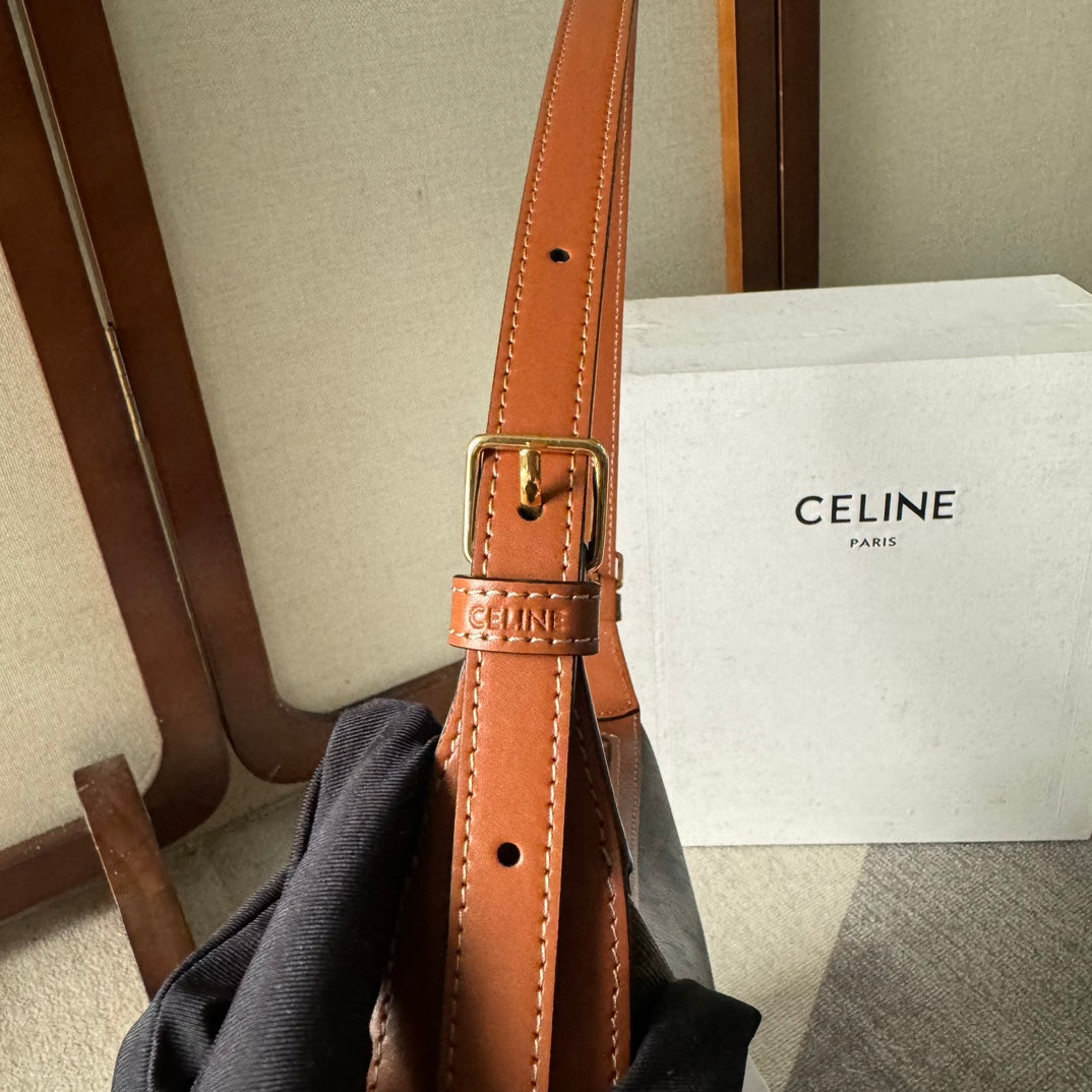 SMALL HELO?SE BAG CUIR 22 IN BLACK TRIOMPHE CANVAS