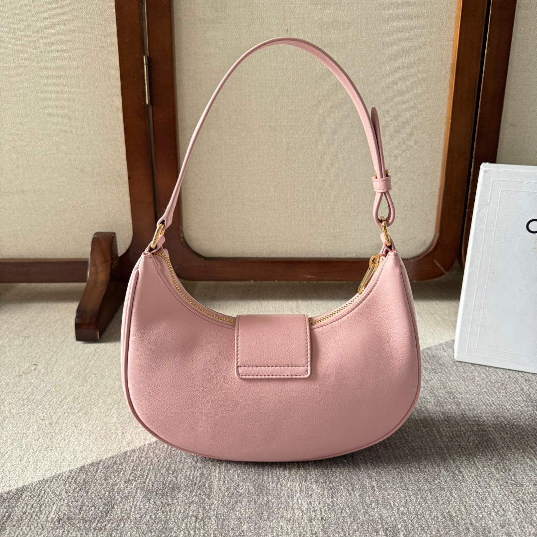 BOLSO MEDIANO AVA TRIOMPHE 23 EN PIEL DE BECERRO LISA ROSA CLARO CON HERRAJES DORADOS