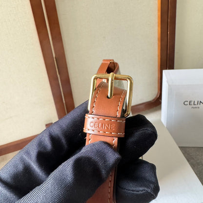 SEAU 30 EN TOILE TRIOMPHE BEIGE ET GARNITURES EN CUIR DE VEAU ROUGE MARRON