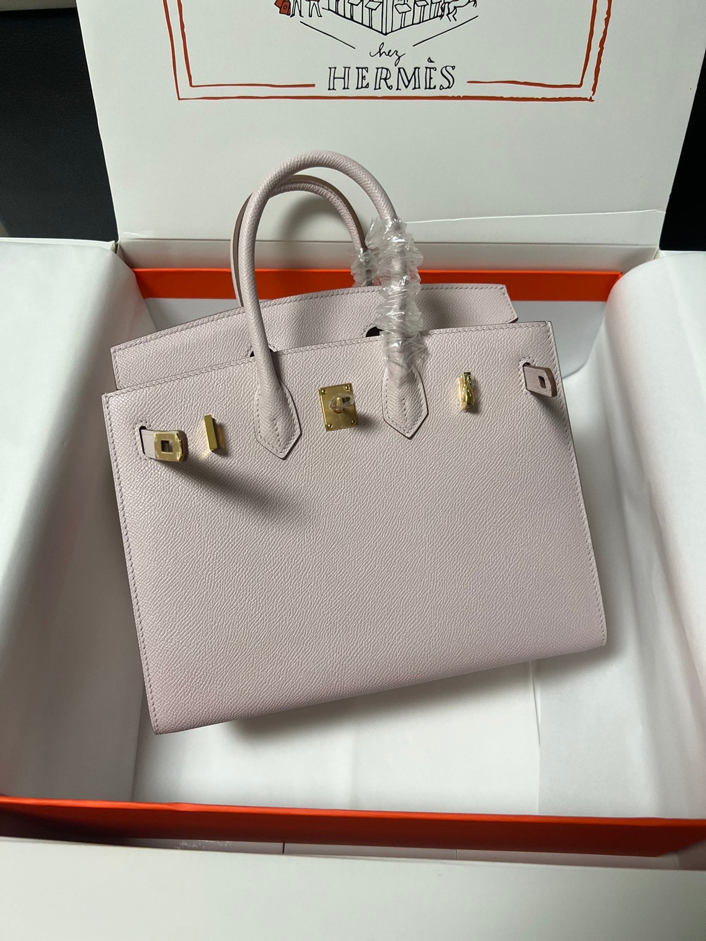HM BIRKIN SELLIER PIEL EPSOM ROSA CLARO CON HERRAJES DORADOS