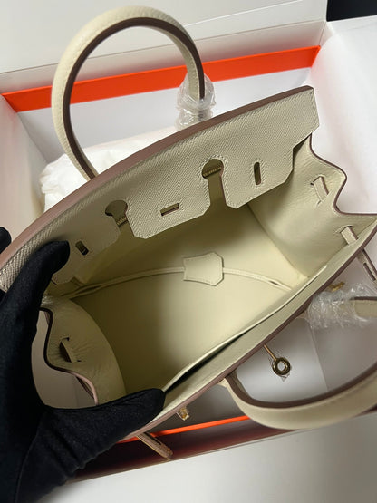 HM BIRKIN SELLIER CREMA EPSOM CUERO HIERROS DORADOS