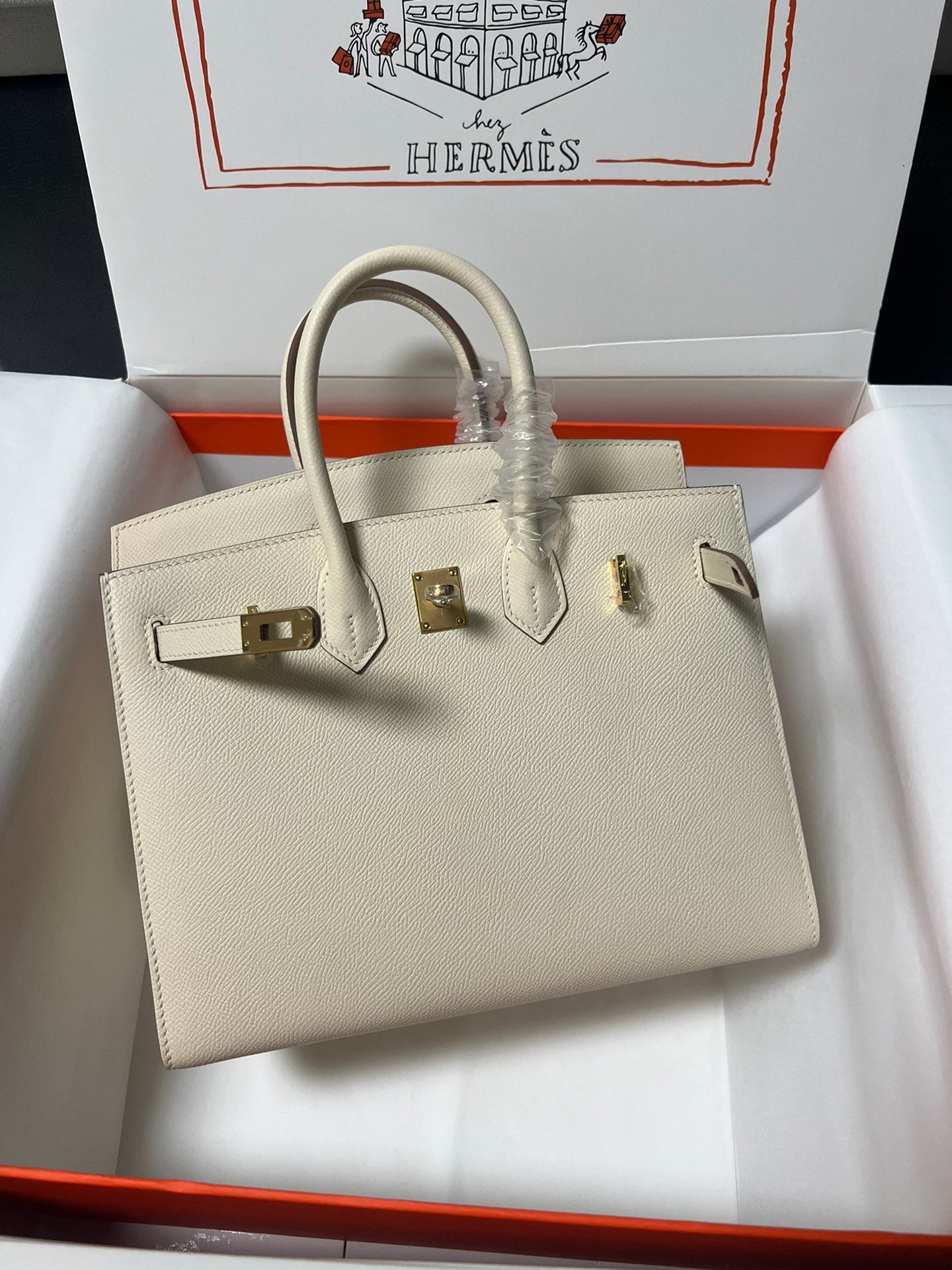 HM BIRKIN SELLIER CREMA EPSOM CUERO HIERROS DORADOS