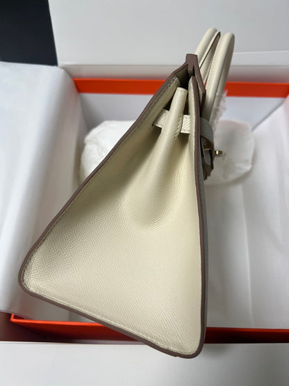 HM BIRKIN SELLIER CREMA EPSOM CUERO HIERROS DORADOS