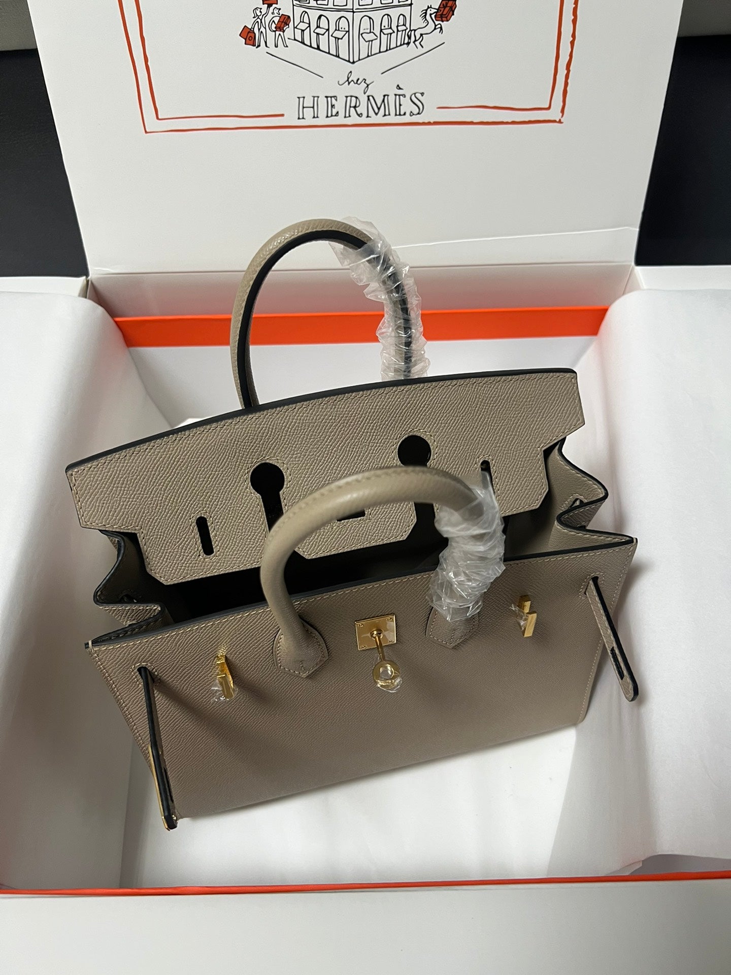 HM BIRKIN SELLIER ETOUPE GRIS PIEL EPSOM HERRAJES DORADOS