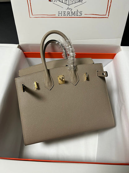 HM BIRKIN SELLIER ETOUPE GRIS PIEL EPSOM HERRAJES DORADOS