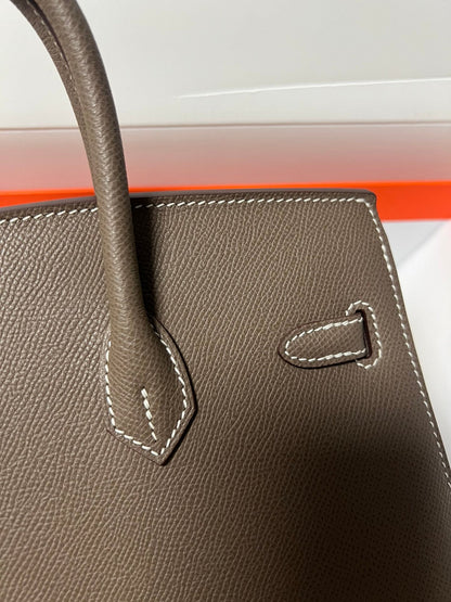 HM BIRKIN SELLIER VERT DE GRIS EPSOM CUERO HIERROS DORADOS
