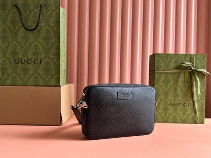 PETIT SAC BANDOULIÈRE 24 AVEC ÉTIQUETTE EN CUIR DE VEAU NOIR ET BORDURE EN TOILE