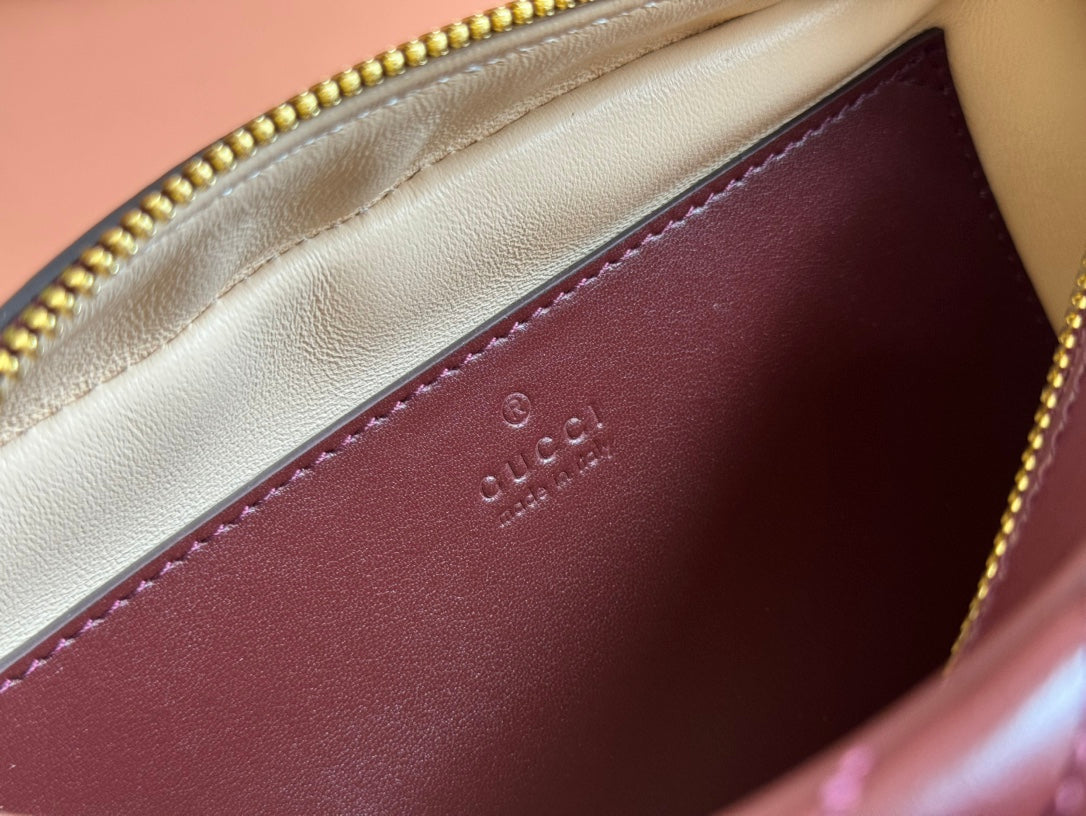 Petit sac bandoulière Marmont 24 pouces en cuir de veau rouge vin, matériel doré