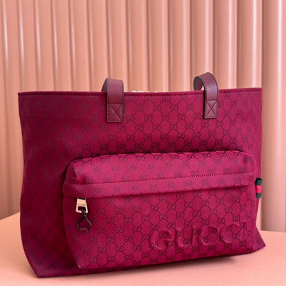 BOLSO DE MANO GRANDE DE 45 EN LONA CON MONOGRAMA COLOR ROJO VINO