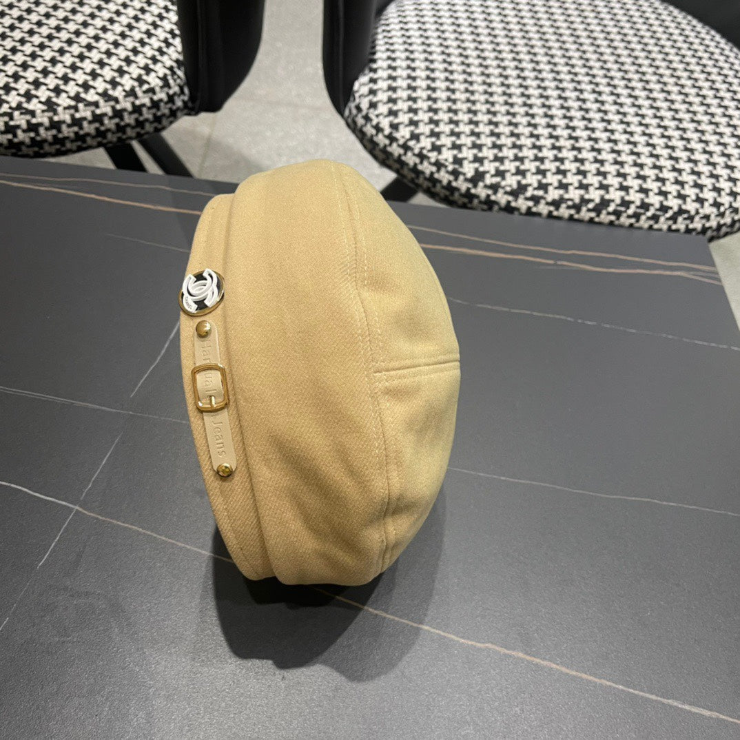 BÉRET EN TISSU JAUNE AVOINE 419384 