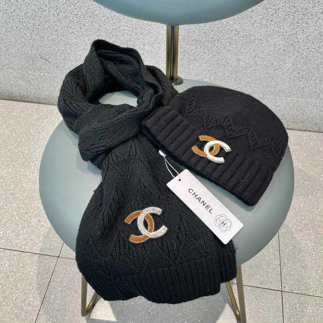 CONJUNTO GORRO Y BUFANDA EN LANA NEGRA 420823 