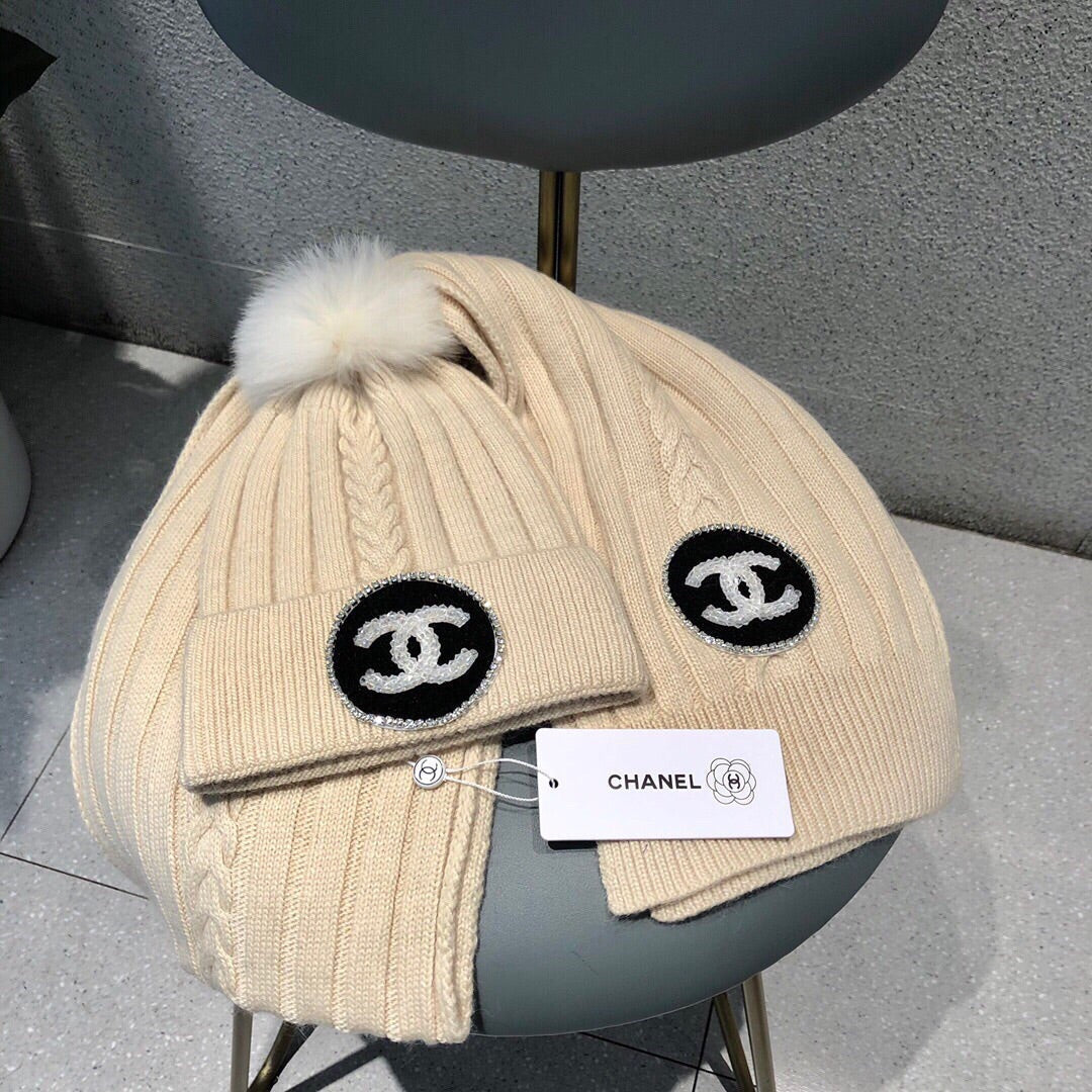 CONJUNTO DE GORRO Y BUFANDA EN LANA BEIGE BISQUE 424022 