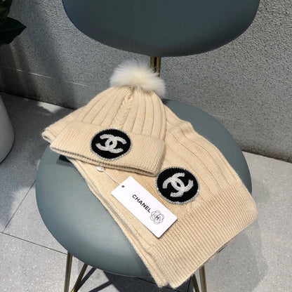 CONJUNTO DE GORRO Y BUFANDA EN LANA BEIGE BISQUE 424022 