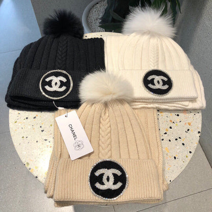CONJUNTO DE GORRO Y BUFANDA EN LANA BEIGE BISQUE 424022 