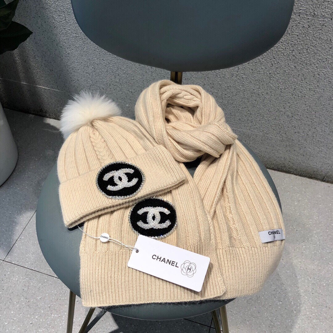 CONJUNTO DE GORRO Y BUFANDA EN LANA BEIGE BISQUE 424022 