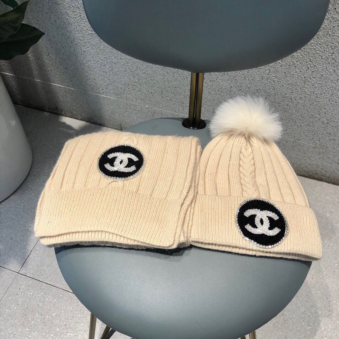 CONJUNTO DE GORRO Y BUFANDA EN LANA BEIGE BISQUE 424022 