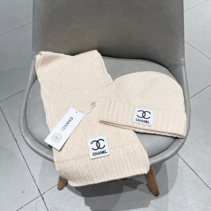 SET BEANIE HAT AND SCARF BISQUE BEIGE 427884