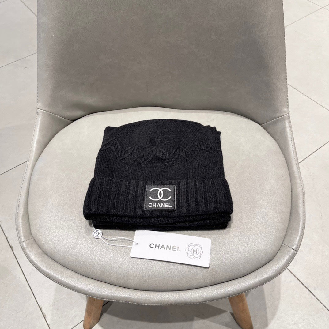 SET BEANIE HAT AND SCARF BLACK 427886