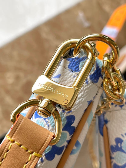 ACCESORIOS MULTIPOCHETTE 24 EN LONA CON MONOGRAMA AZUL LAGUNA Y HERRAJES DORADOS
