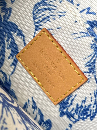 ACCESORIOS MULTIPOCHETTE 24 EN LONA CON MONOGRAMA AZUL LAGUNA Y HERRAJES DORADOS