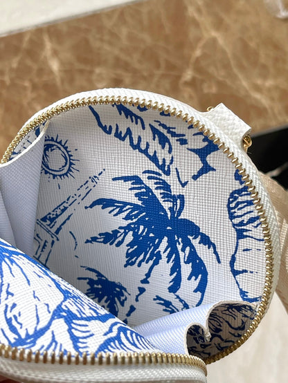 ACCESORIOS MULTIPOCHETTE 24 EN LONA CON MONOGRAMA AZUL LAGUNA Y HERRAJES DORADOS
