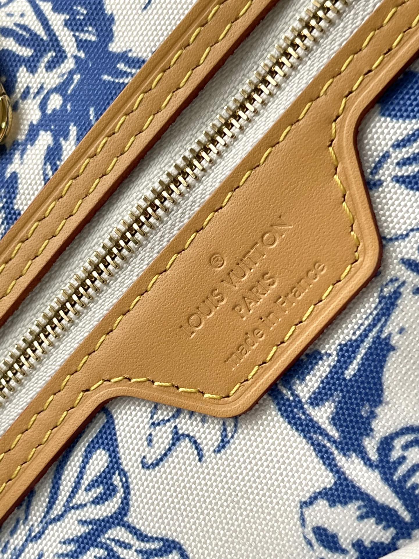 NEVERFULL MM 31 EN TOILE À CARREAUX MONOGRAMME BLEU LAGON
