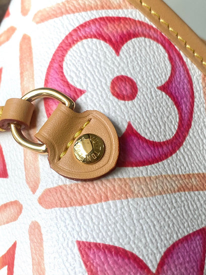 TOILE À CARREAUX MONOGRAMME CORAIL NEVERFULL MM 31 PO