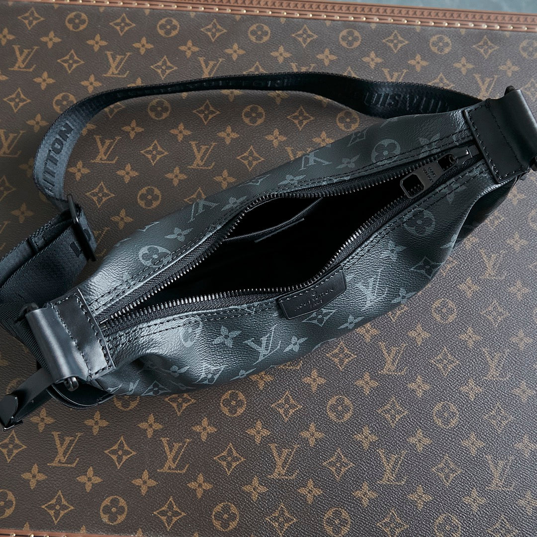 BOLSO HAMAC 28 EN LONA NEGRA MONOGRAMA ECLIPSE