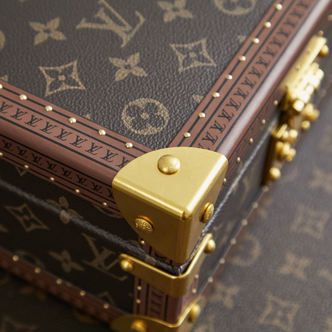 COFFRET JOAILLERIE 24 EN LONA MONOGRAMA MARRÓN OSCURO CON HERRAJES DORADOS