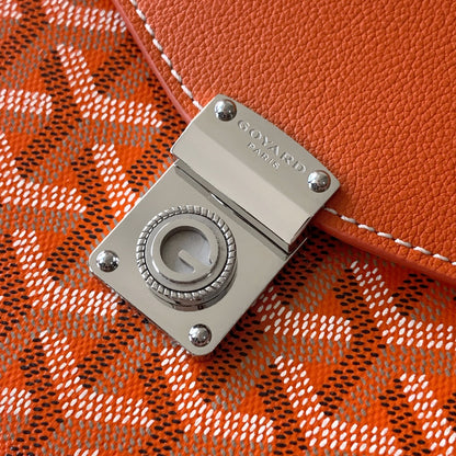 CARTERA CHIPRE 21 EN LONA GOYARDINE NARANJA Y PIEL DE BECERRO