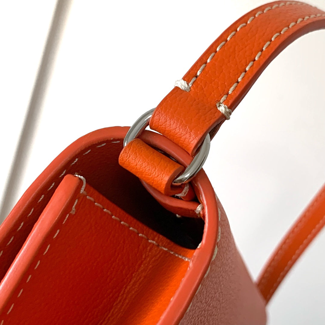 CARTERA CHIPRE 21 EN LONA GOYARDINE NARANJA Y PIEL DE BECERRO