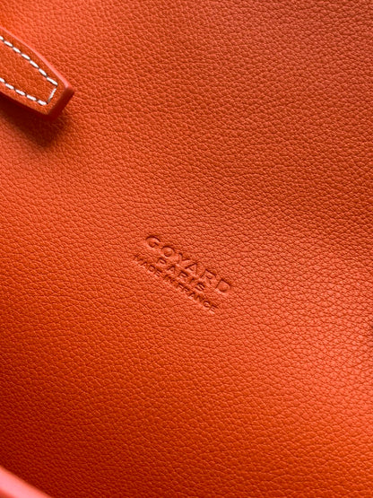 CARTERA CHIPRE 21 EN LONA GOYARDINE NARANJA Y PIEL DE BECERRO