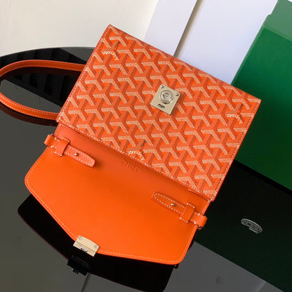 CARTERA CHIPRE 21 EN LONA GOYARDINE NARANJA Y PIEL DE BECERRO