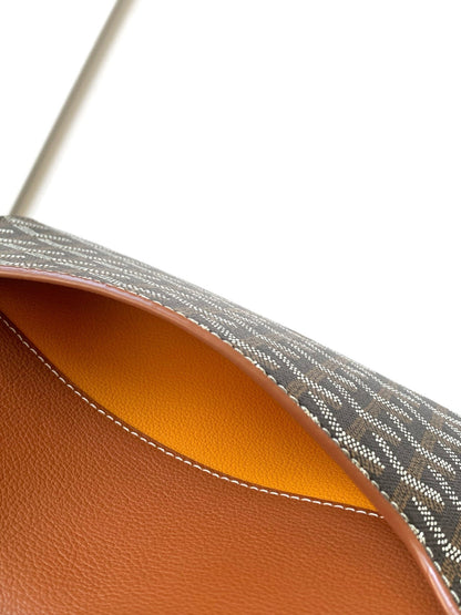 PORTEFEUILLE-POCHETTE CHYPRE 21 EN TOILE GOYARDINE NOIRE ET CUIR DE VEAU BRUN