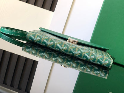 PORTEFEUILLE-POCHETTE CHYPRE 21 EN TOILE GOYARDINE VERTE ET CUIR DE VEAU