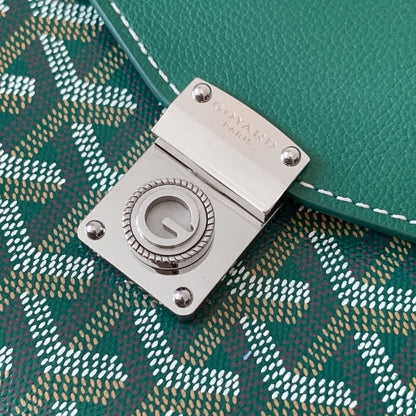 CARTERA CHIPRE 21 EN LONA GOYARDINE VERDE Y PIEL DE BECERRO
