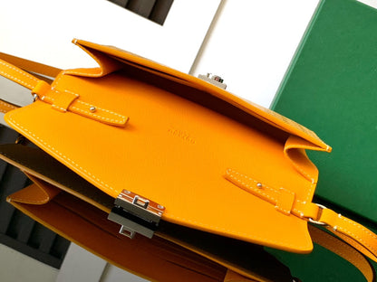 CARTERA CHIPRE 21 EN LONA GOYARDINE AMARILLA Y PIEL DE BECERRO