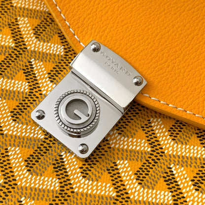 CARTERA CHIPRE 21 EN LONA GOYARDINE AMARILLA Y PIEL DE BECERRO