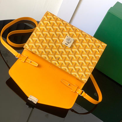 CARTERA CHIPRE 21 EN LONA GOYARDINE AMARILLA Y PIEL DE BECERRO
