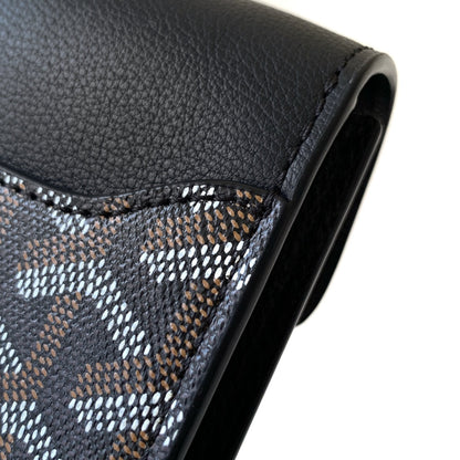 CARTERA CHIPRE 21 EN LONA GOYARDINE NEGRA Y PIEL DE BECERRO