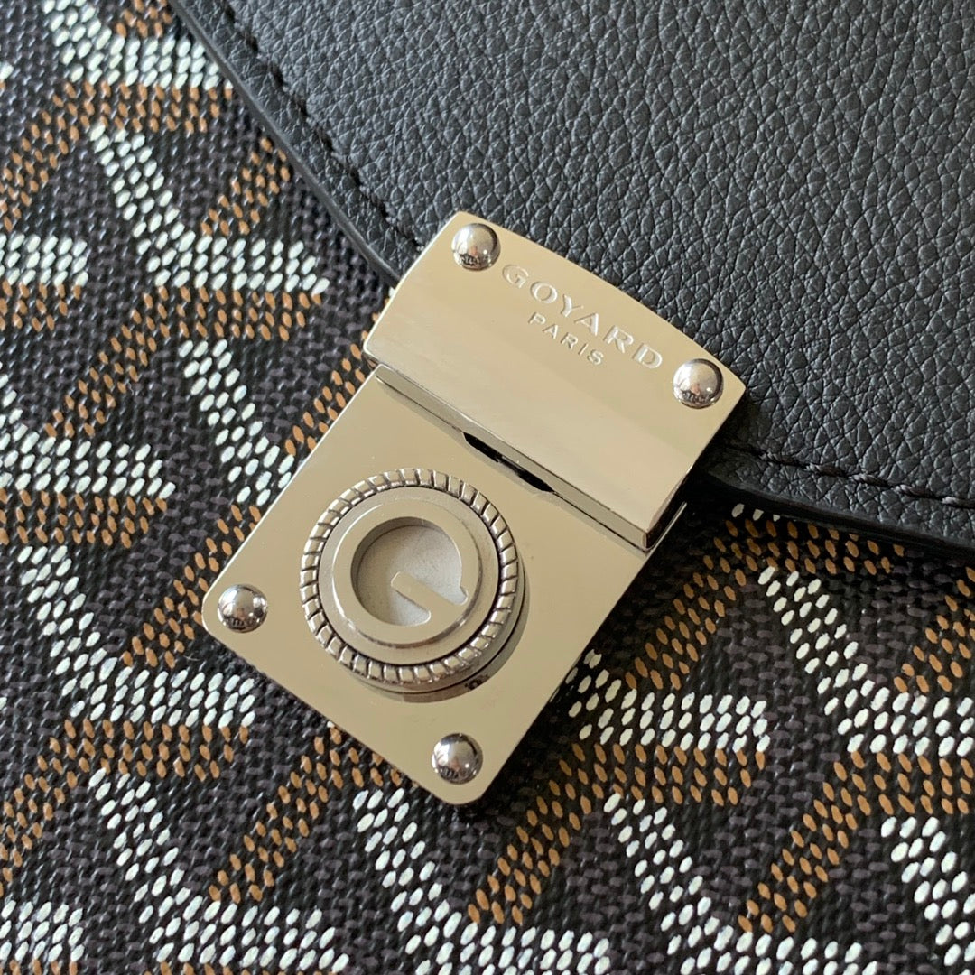 CARTERA CHIPRE 21 EN LONA GOYARDINE NEGRA Y PIEL DE BECERRO