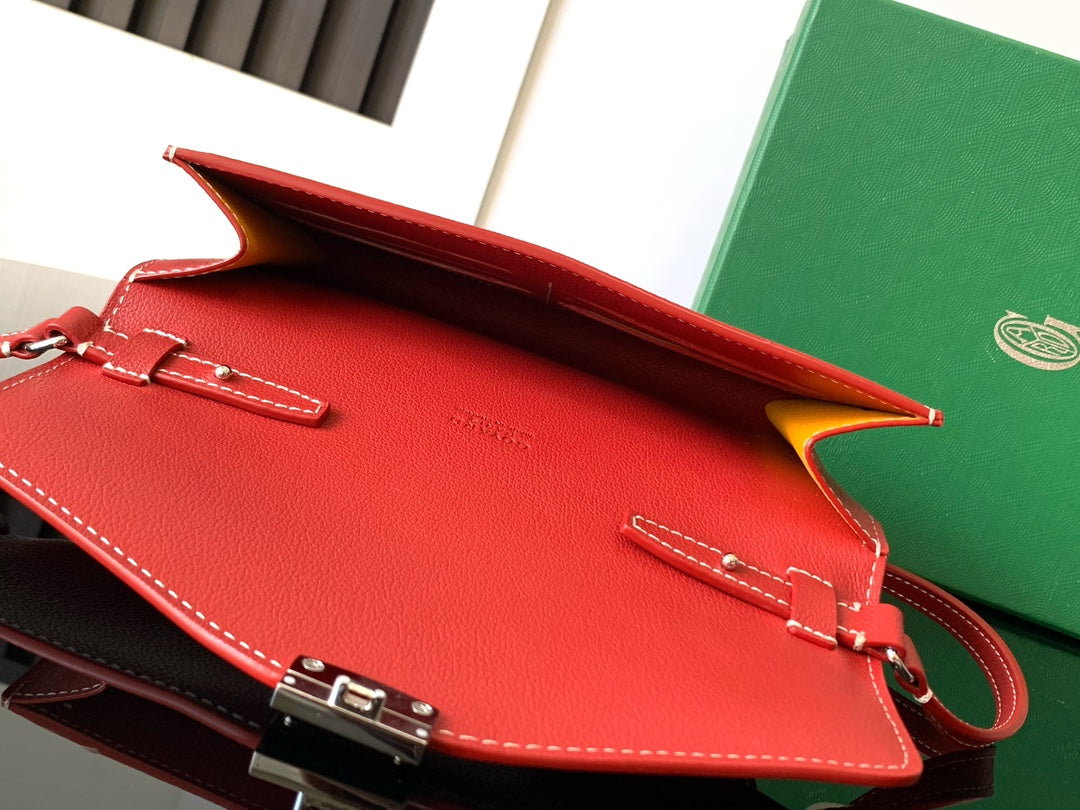 CARTERA CHIPRE 21 EN LONA GOYARDINE ROJA CLÁSICA Y PIEL DE BECERRO