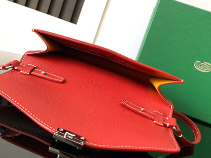 CARTERA CHIPRE 21 EN LONA GOYARDINE ROJA CLÁSICA Y PIEL DE BECERRO