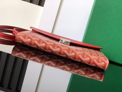 CARTERA CHIPRE 21 EN LONA GOYARDINE ROJA CLÁSICA Y PIEL DE BECERRO