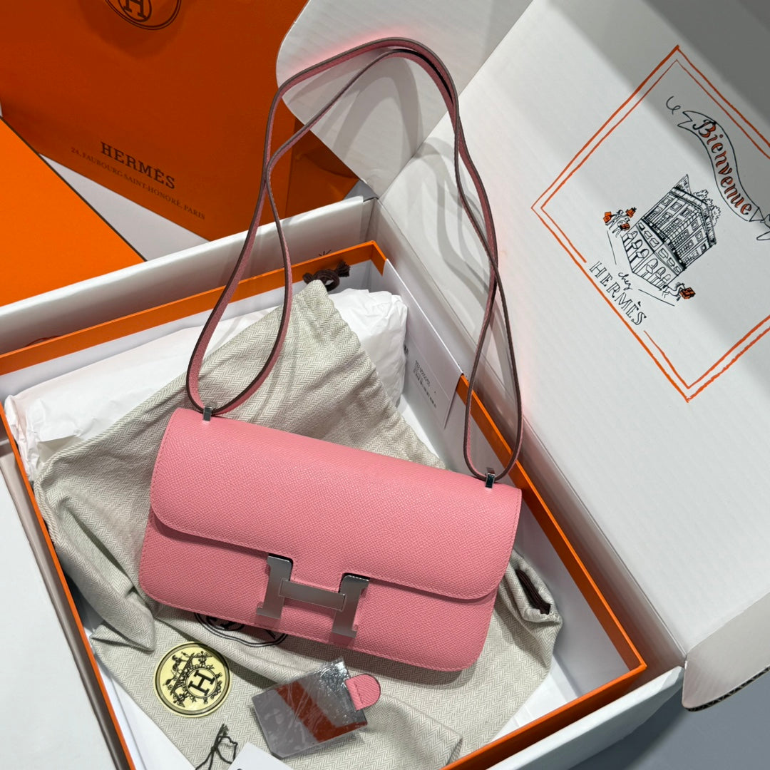 HM Constance Elan 24 Saumon Rose Epsom Quincaillerie Argent 237347