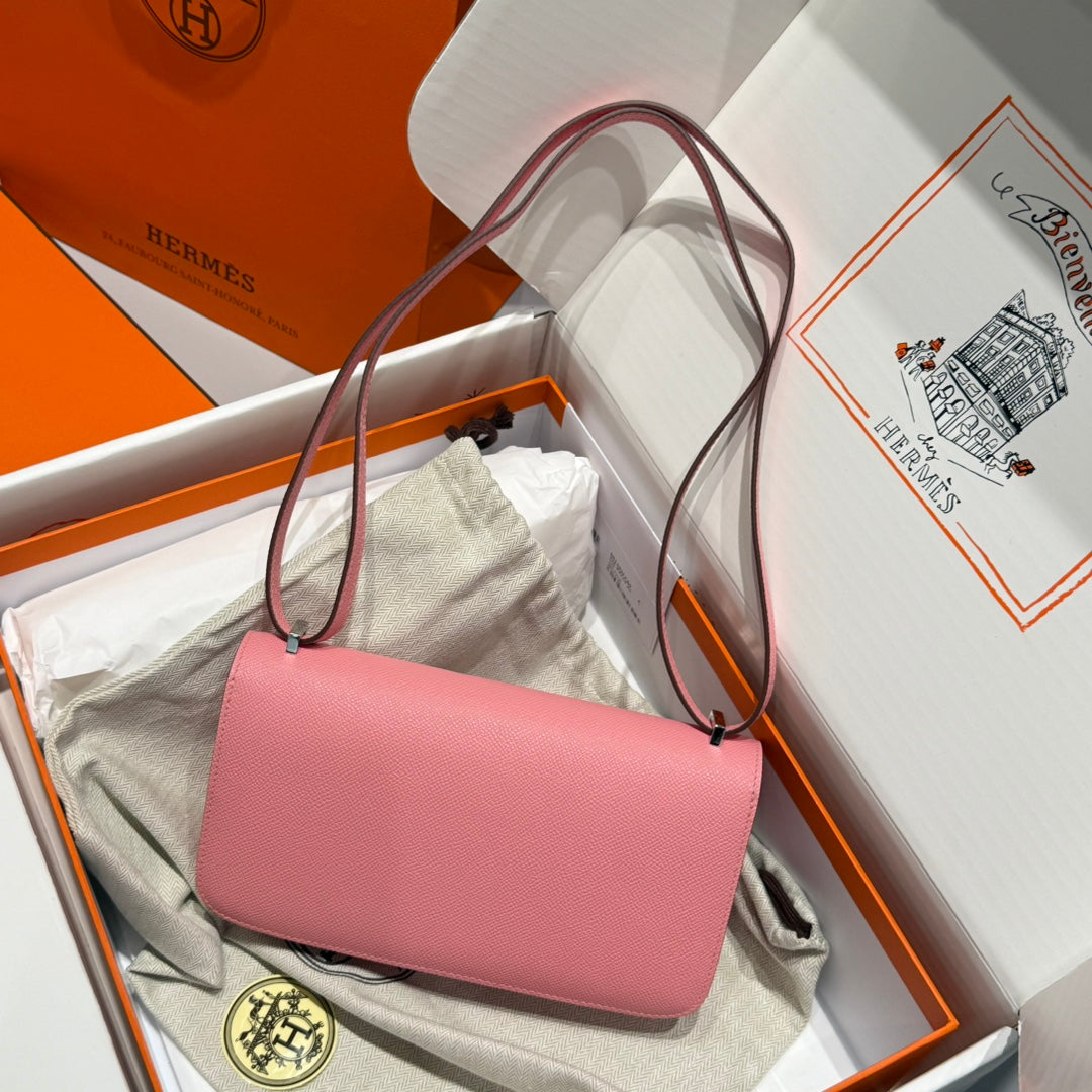 HM Constance Elan 24 Saumon Rose Epsom Quincaillerie Argent 237347